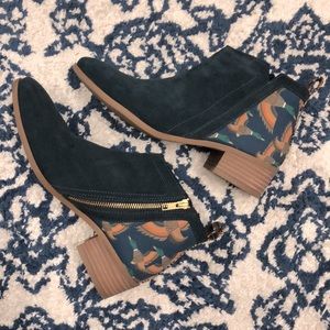 Inkkas Leather Handmade Mallard Blue Booties, US 9, EU 40